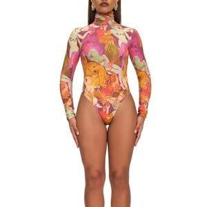 Andrea Iyamah Collo Bodysuit in Eve Print